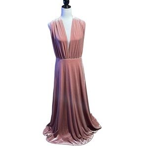 REVELRY Pink Velvet Micah Convertible
Tie Maxi Dress Back Zipper - Size Medium